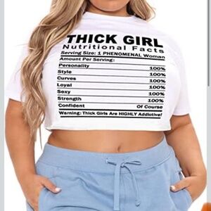 Women's Thick Girl Nutritional Facts NEW 4XL Crop top t-shirt